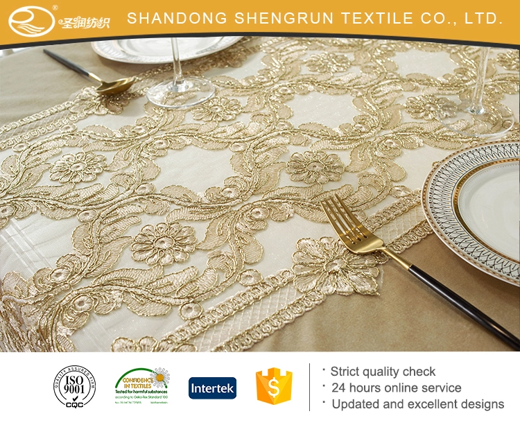 Wholesale velvet table cloth with mesh lace tablecloth soft feel